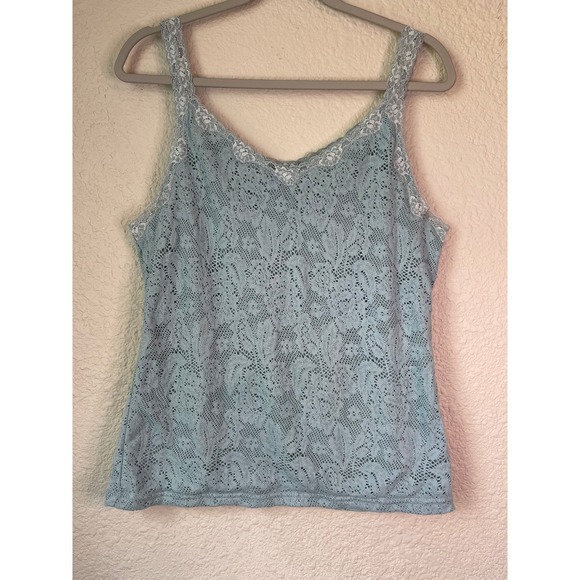 Y2K Inspired Faded Glory Womens XL Blue‎ Lace Tank Top Sleeveless V Neck Lined - Picture 1 of 4